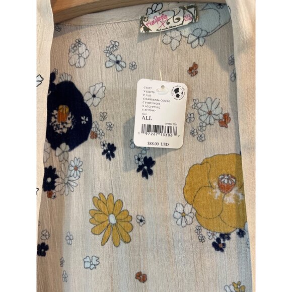 Free People Floral Kimono Cardigan Duster Boho Style Open Front Lightweight Long - Picture 3 of 7